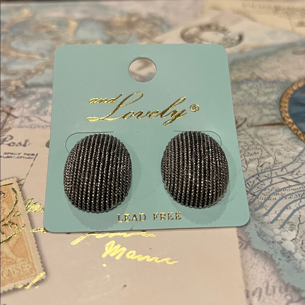 and Lovely oval, textured clip-on earrings